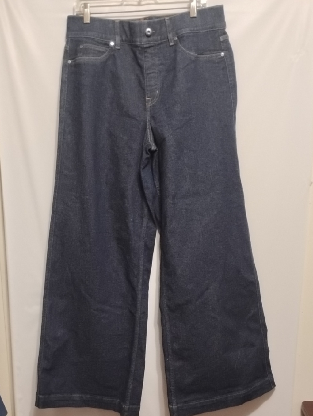 SPANX Shape Everywear Pull On Dark Blue‎ Raw Indigo Wide-Leg Jeans